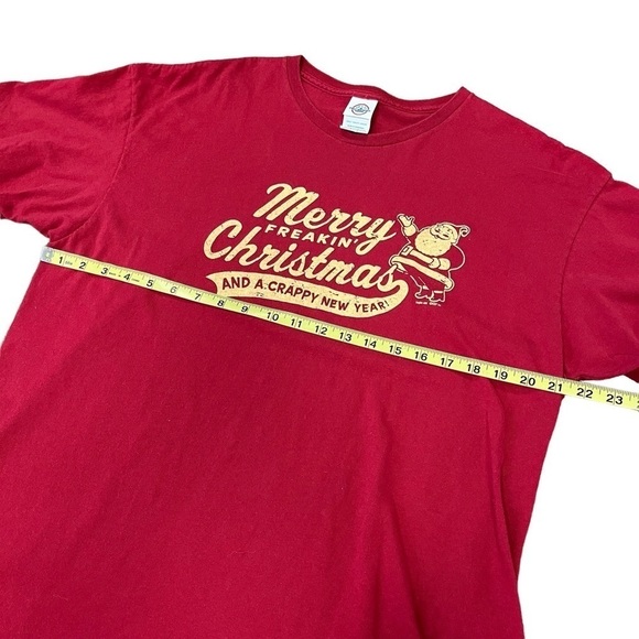 MERRY Christmas T Shirt XL Funny Happy New Year Red - Picture 3 of 6